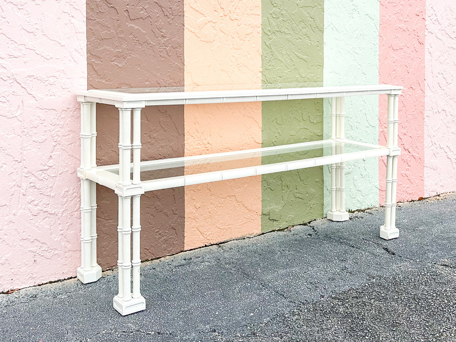 Tri Leg Faux Bamboo Console