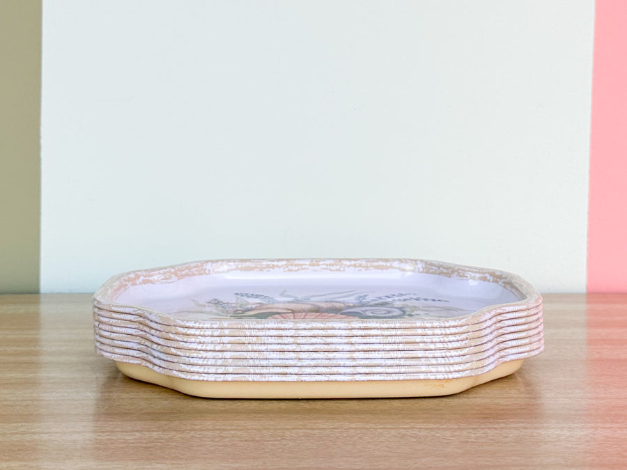 Set of Eight English Shell Snack Plates