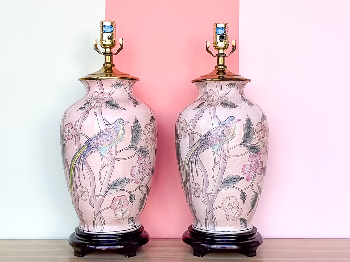 Pair of Chinoiserie Bird Lamps