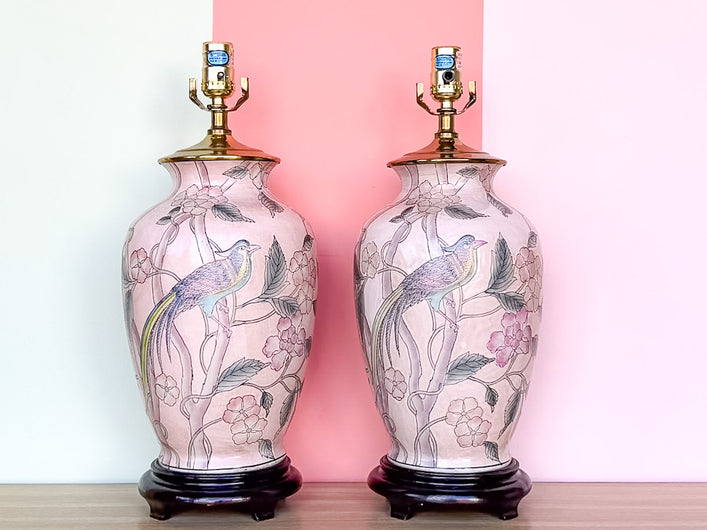 Pair of Chinoiserie Bird Lamps
