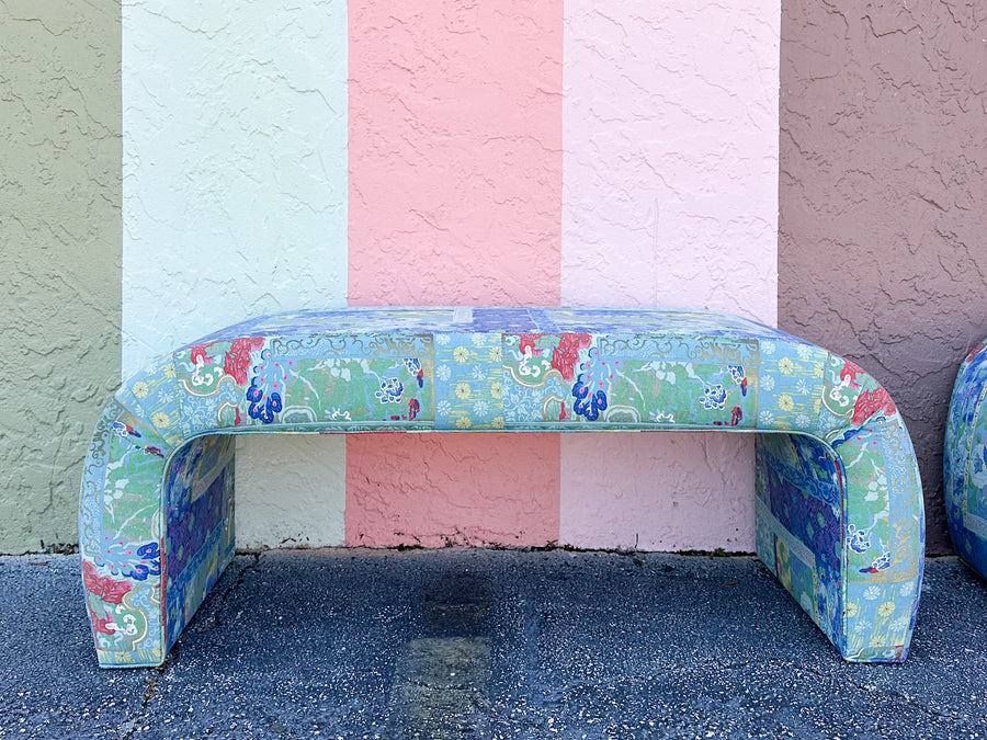 Pair of Upholstered Waterfall Benches