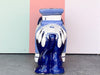 Blue and White Trunks Up Elephant Garden Seat