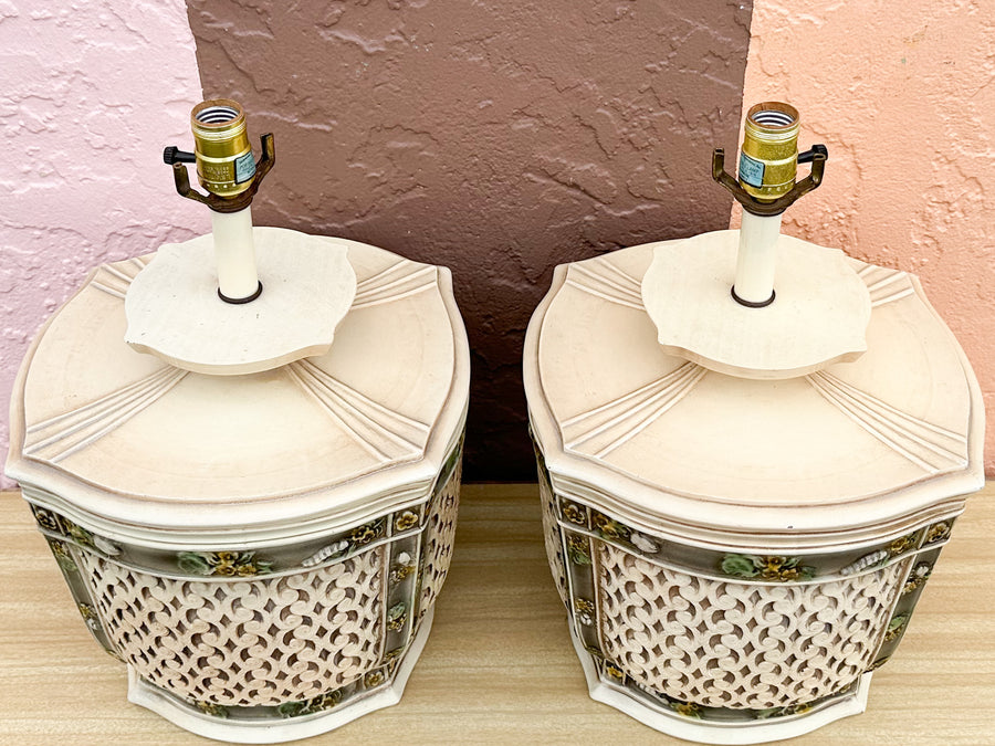 Pair of Dorothy Draper Inspired Resin Lamps