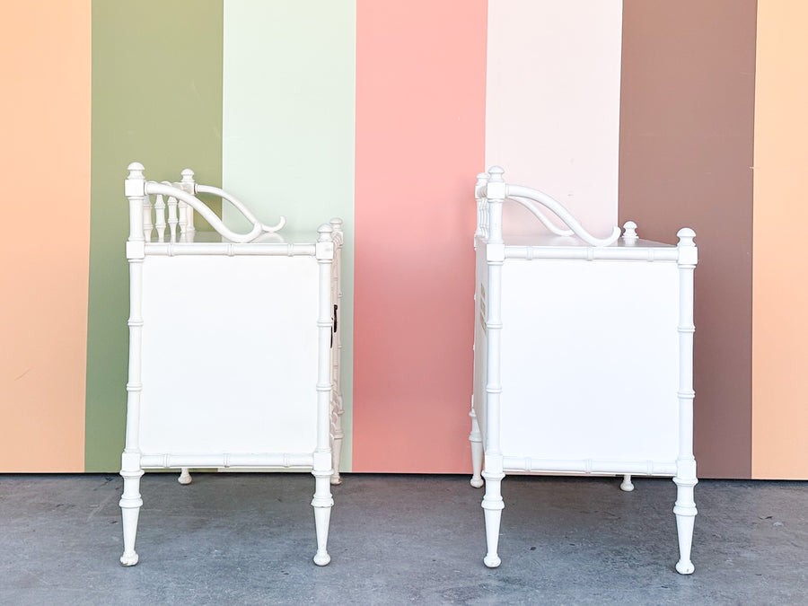 Pair of Drexel Faux Bamboo Nightstands