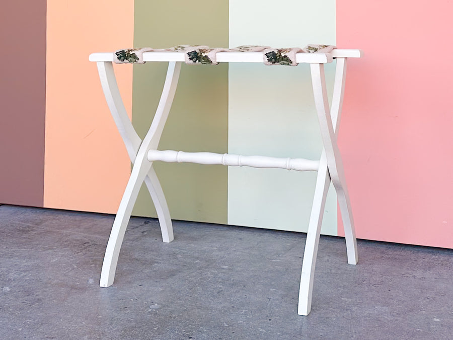 White Needlepoint Luggage Rack