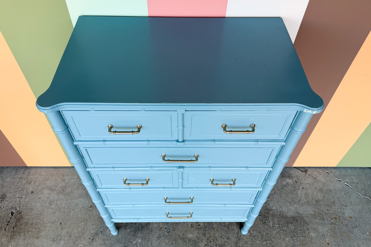 Painted Thomasville Faux Bamboo Tall Chest