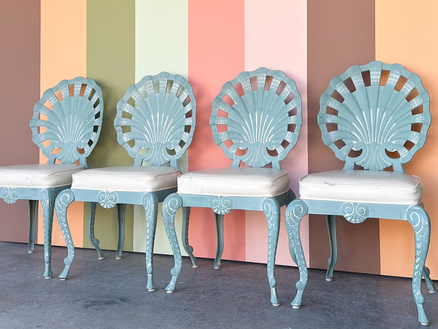 Palm Beach Chic Grotto Shell Back Outdoor Dining Set