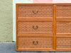 Rattan Wrapped Faux Bamboo Double Dresser