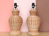 Pair of Cute Wicker Ginger Jar Lamps
