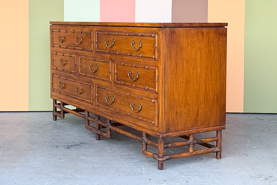 Handsome Ficks Reed Faux Bamboo and Rattan Dresser
