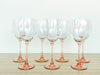 Set of Six Pink Stem Wine Glasses