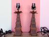 Pair of Petite Pagoda and Palm Lamps