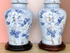 Pair of Blue Floral Ginger Jar Lamps