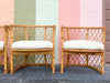 Set of Six Coastal Chic Rattan Dining Chairs