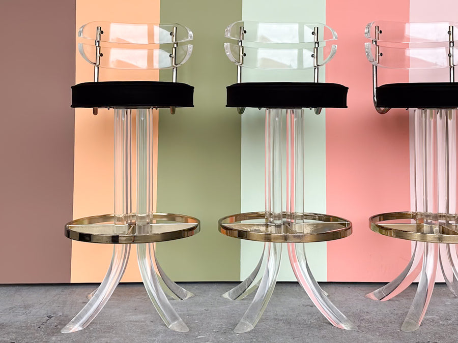 Set of Four Lucite Bar Stools