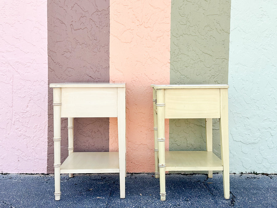 Pair of Thomasville Faux Bamboo Nightstands