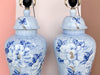 Pair of Blue Floral Ginger Jar Lamps