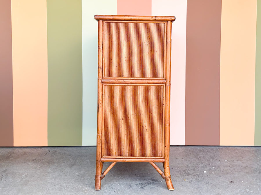 Island Style Pencil Reed Rattan Tall Chest