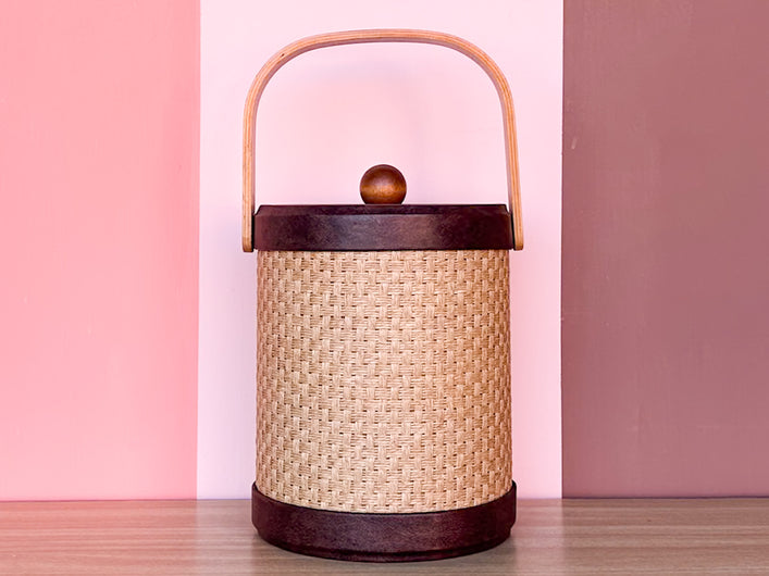 Wicker Wrapped Ice Bucket