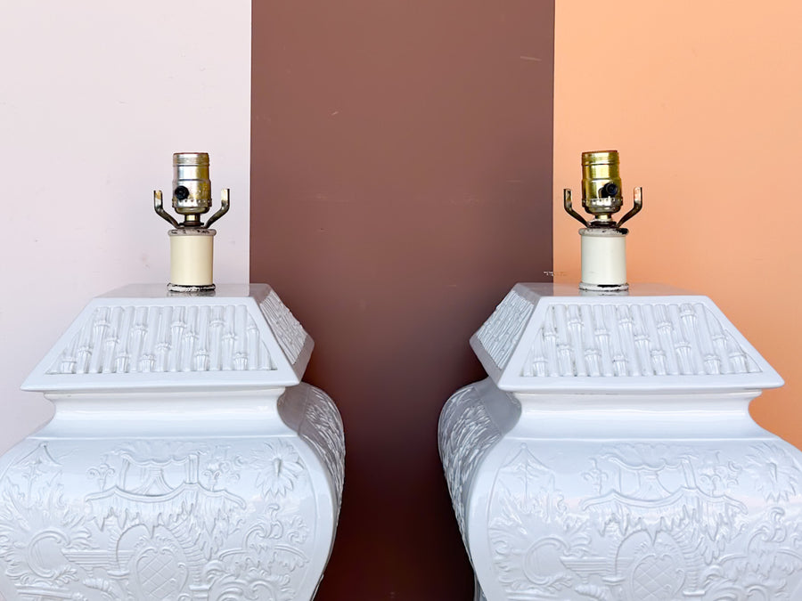 Pair of Italian Ceramic Pagoda Lamps