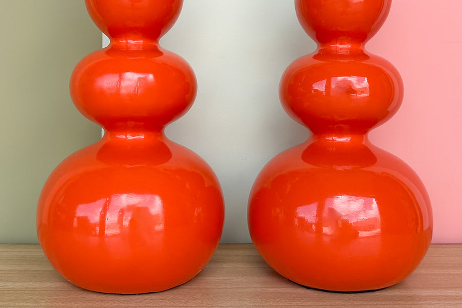 Pair of Orange Crush Gourd Lamps