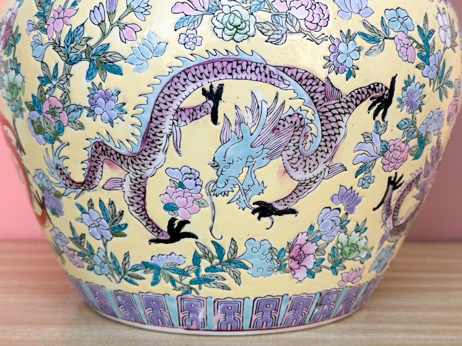 Yellow Chinoiserie Cachepot