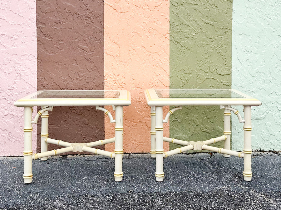 Pair of Faux Bamboo Side Tables