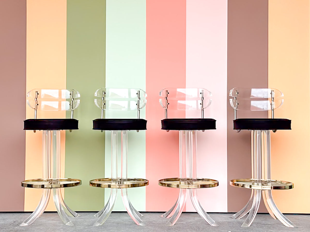 Set of Four Lucite Bar Stools