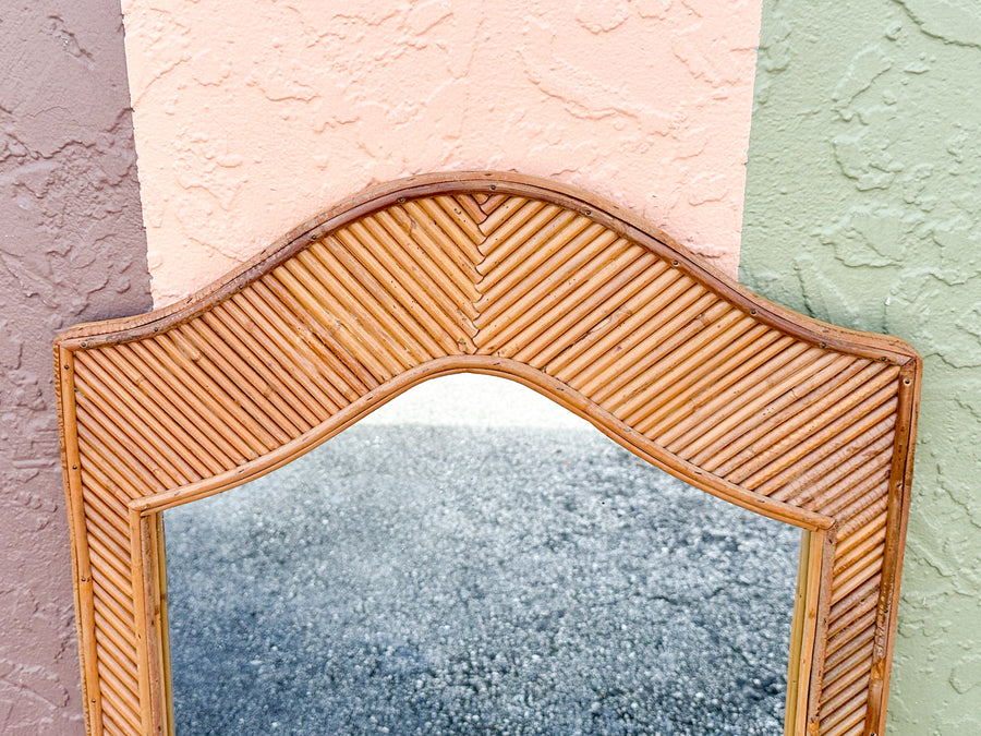 Cool Coastal Pencil Reed Rattan Mirror