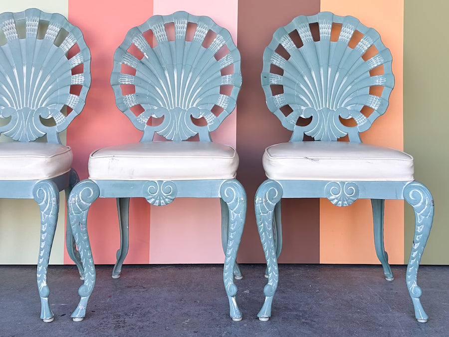 Palm Beach Chic Grotto Shell Back Outdoor Dining Set