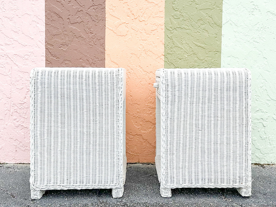 Pair of Waterfall Wicker Nightstands