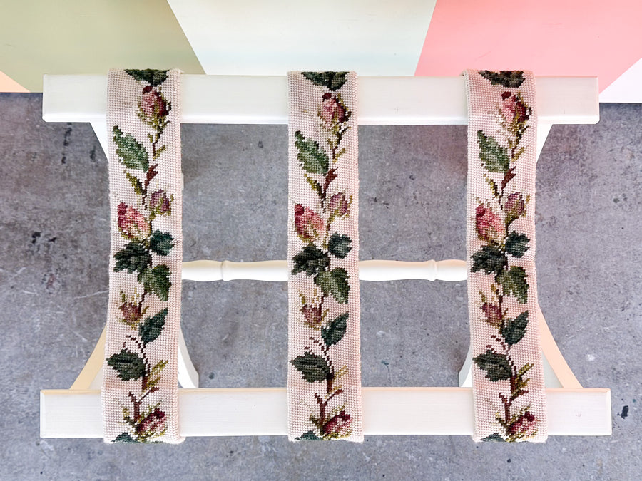 White Needlepoint Luggage Rack