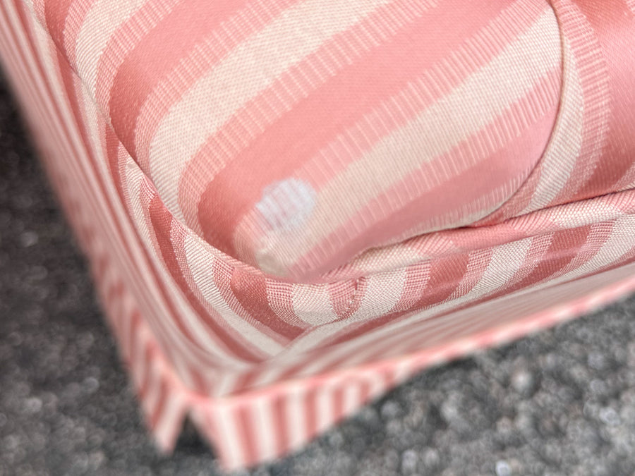 Pair of Pink Striped Upholstered Chairs on Castors
