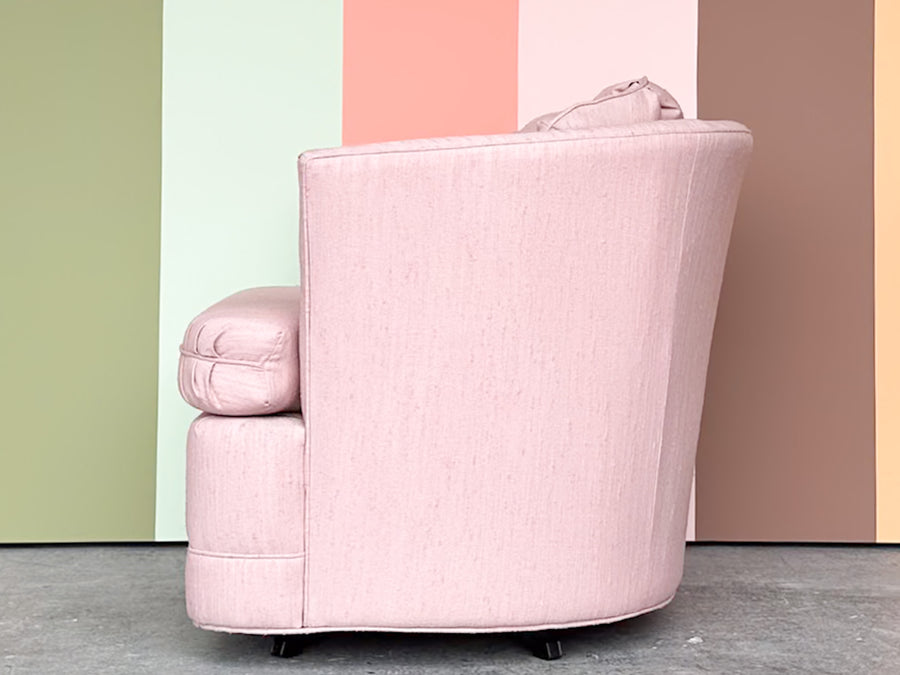 Pretty In Pink Upholstered Swivel Barrel Chair