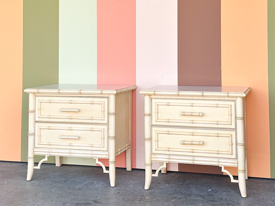 Pair of Dixie Aloha Faux Bamboo Nightstands