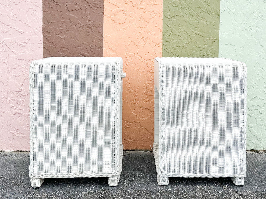 Pair of Waterfall Wicker Nightstands