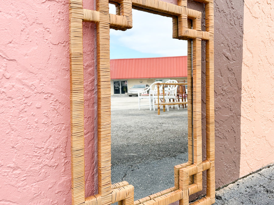 Coastal Chic Rattan Wrapped Mirror