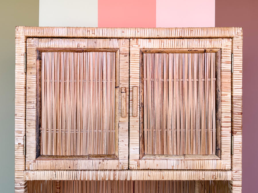 Island Style Rattan Wrapped Cabinet