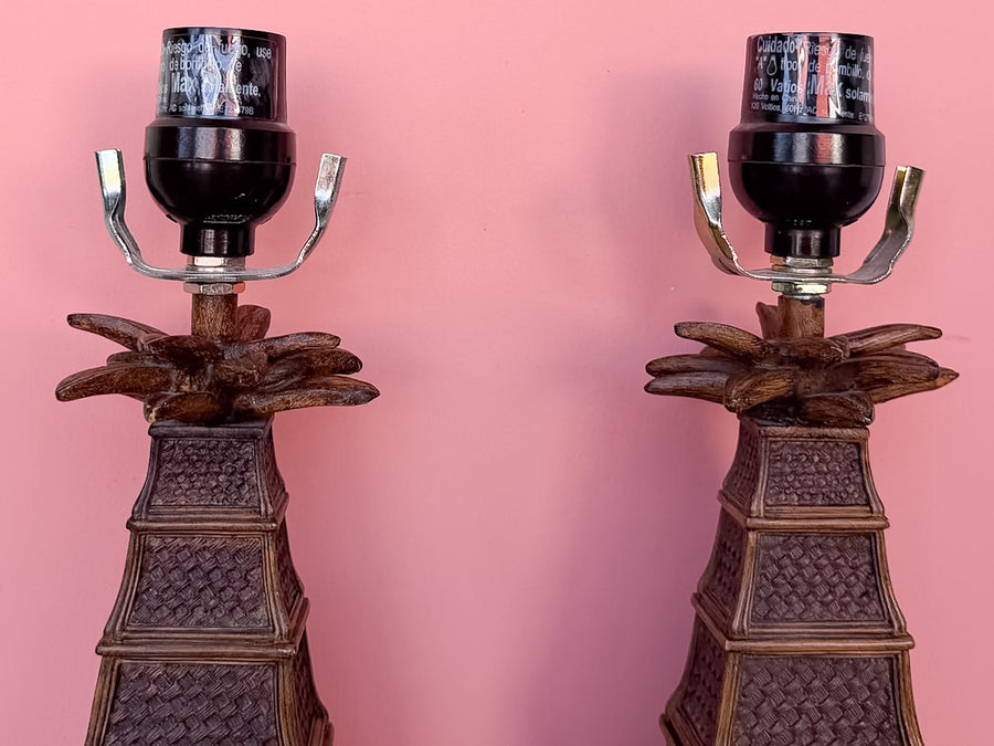 Pair of Petite Pagoda and Palm Lamps