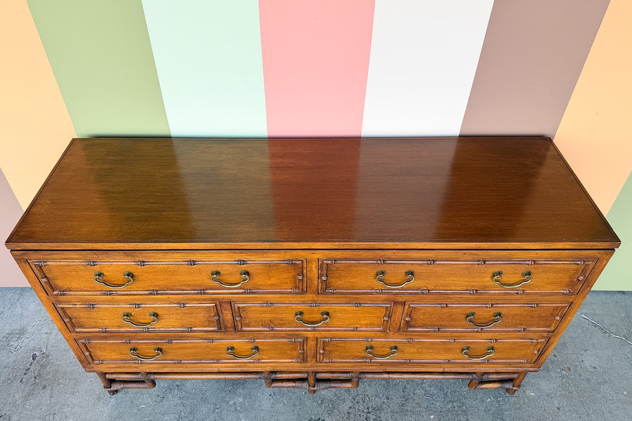 Handsome Ficks Reed Faux Bamboo and Rattan Dresser