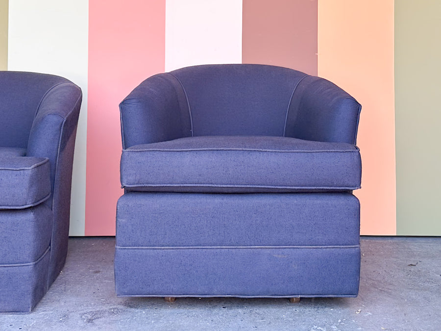 Pair of Cute Navy Upholstered Chairs