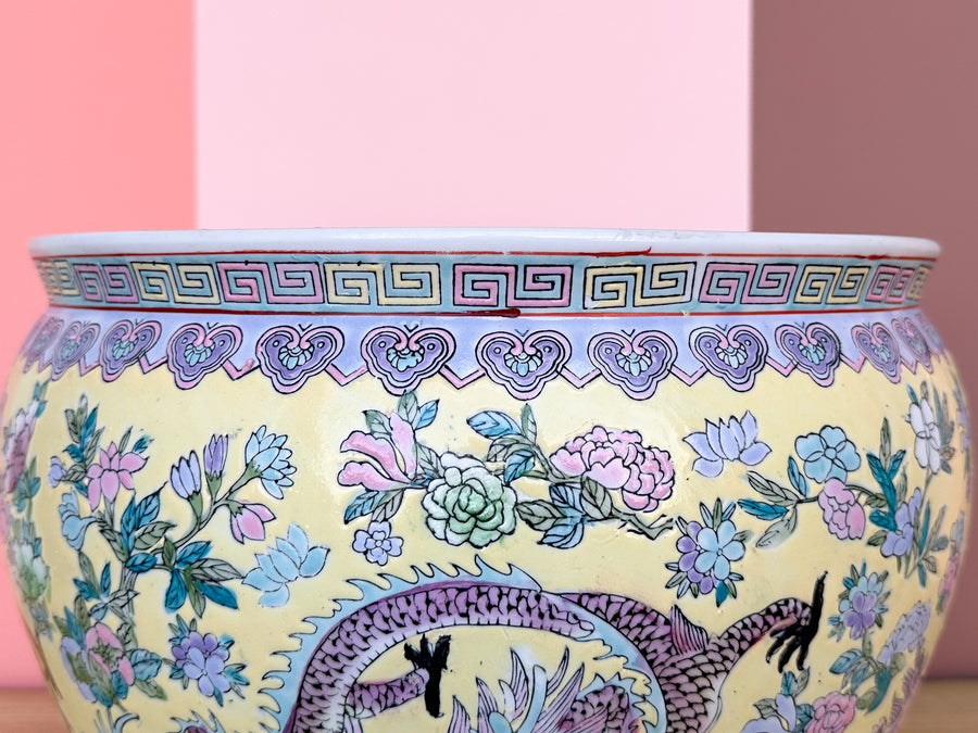 Yellow Chinoiserie Cachepot
