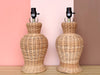 Pair of Cute Wicker Ginger Jar Lamps