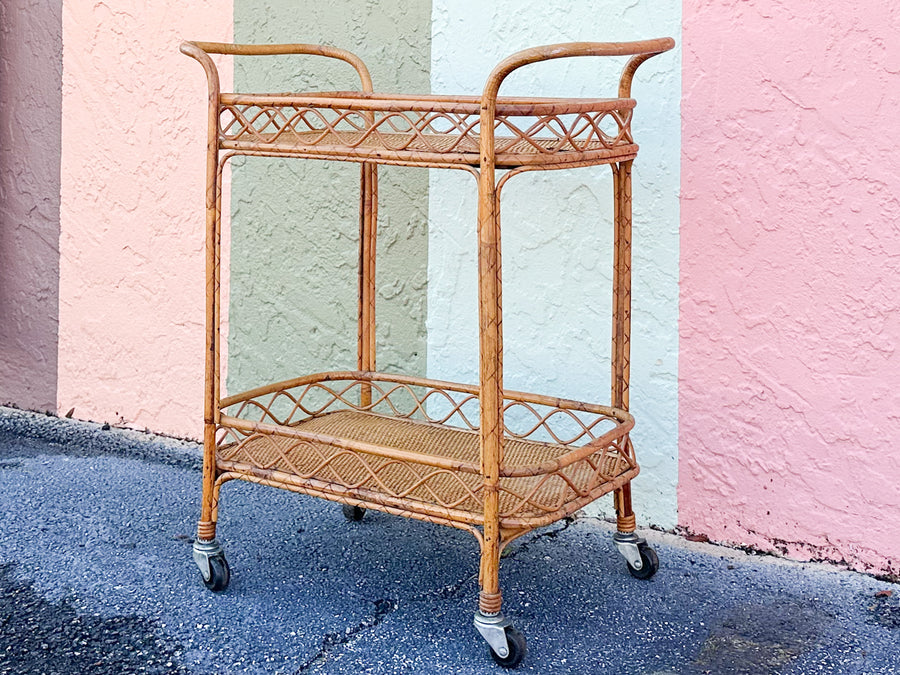Petite Old Florida Rattan Cart
