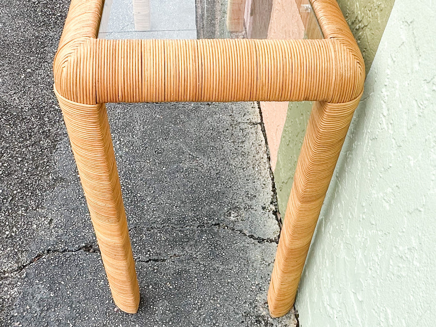 Billy Baldwin Style Rattan Wrapped Console
