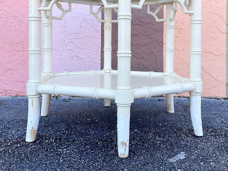 Hexagon Fretwork Faux Bamboo Side Table