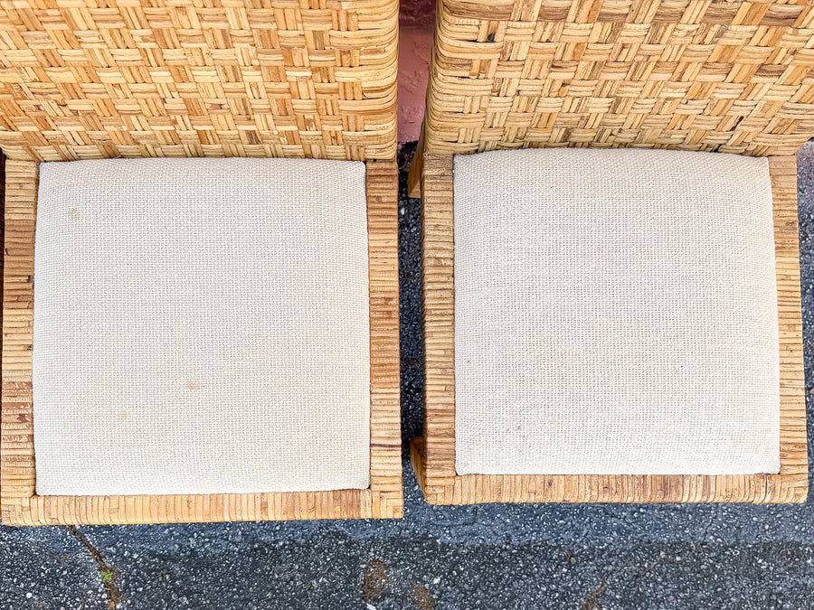 Set of Eight Baldwin Style Rattan Wrapped Dining Chairs