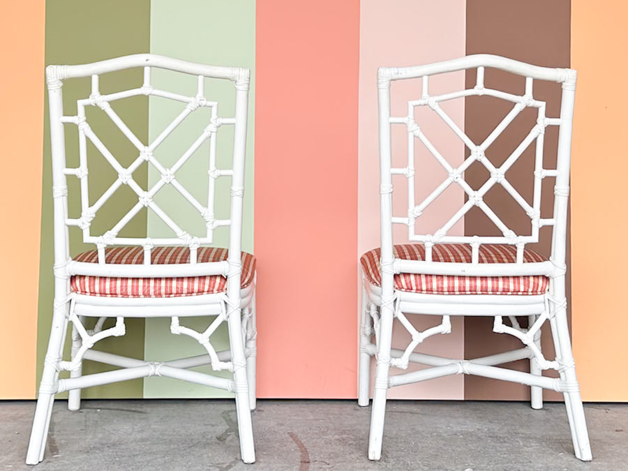 Pair of Fretwork Rattan Chairs