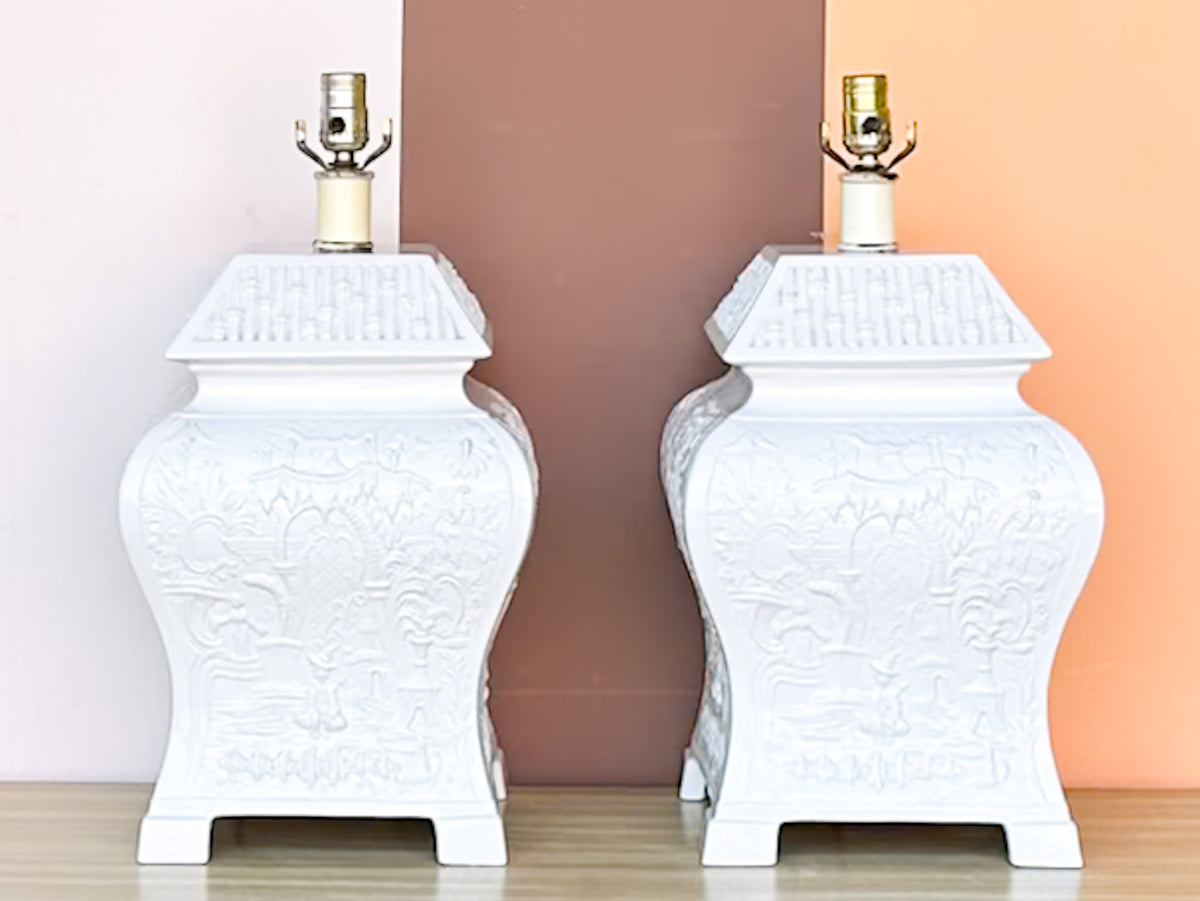 Pair of Italian Ceramic Pagoda Lamps