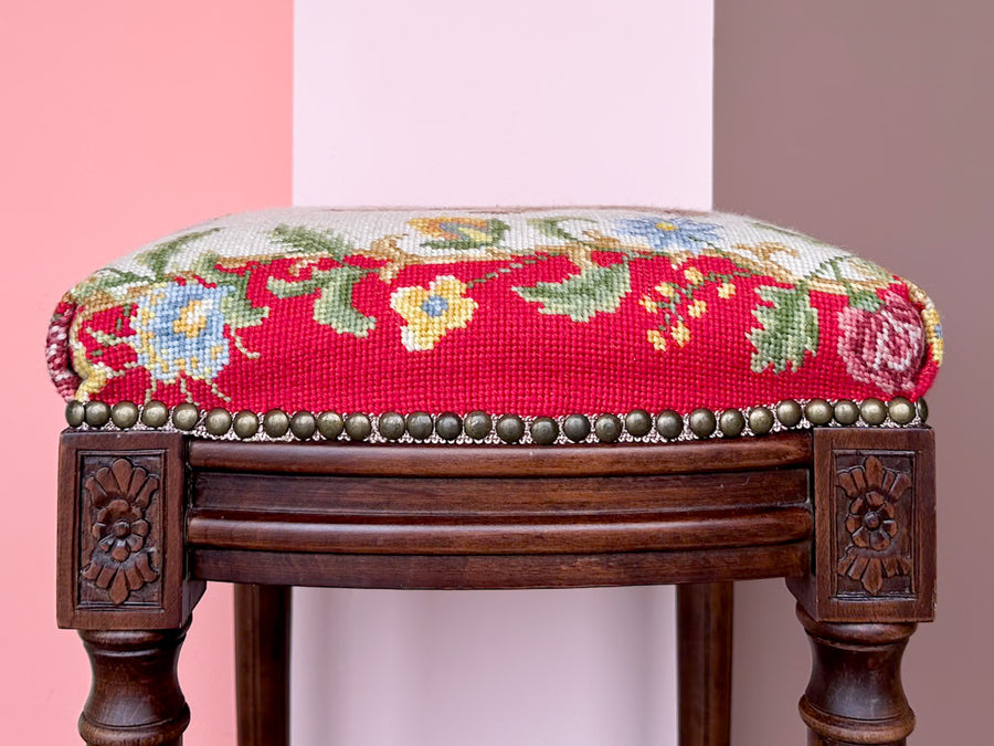 Monkey Needlepoint Stool